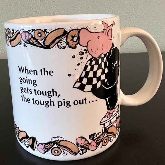 Vtg APPLAUSE “The Joy of Pigging Out” Ceramic Mug ~ Dieting ~ Weight Watchers - Picture 2 of 6